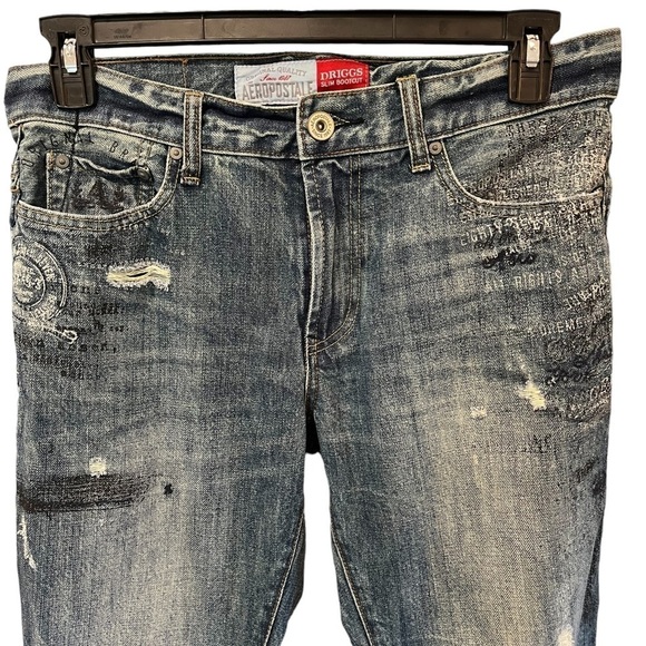 Aeropostale Driggs Slim Boot Distressed Men 31X30 Denim Blue Jeans - Picture 7 of 7